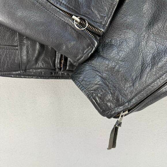 Wilson Leather Moto Racer Jacket Men's XL Black Priest Collar Biker Jacket - Picture 5 of 16